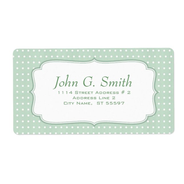 Green White Polka-Dot Pattern-Lable Template Label (Front)