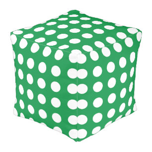 Green White Polka Dot Spots Cute Pouf