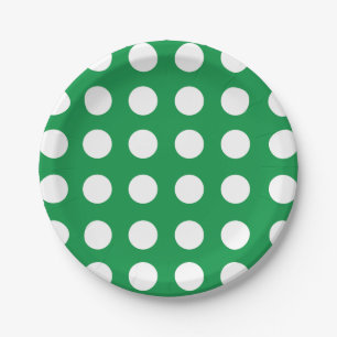 Green White Polka Dot Vintage Retro Party Paper Plates