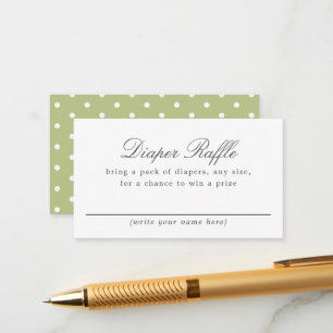 Green White Polka DotBaby Shower Diaper Raffle Enclosure Card