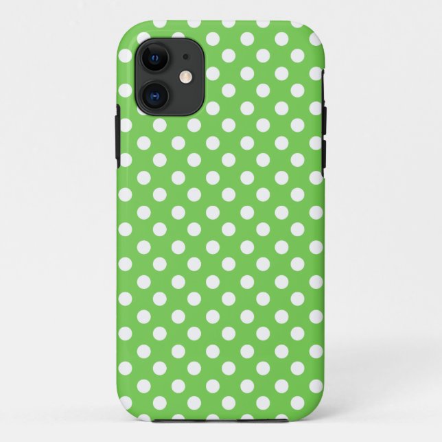 Green white polka dots Case-Mate iPhone case (Back)