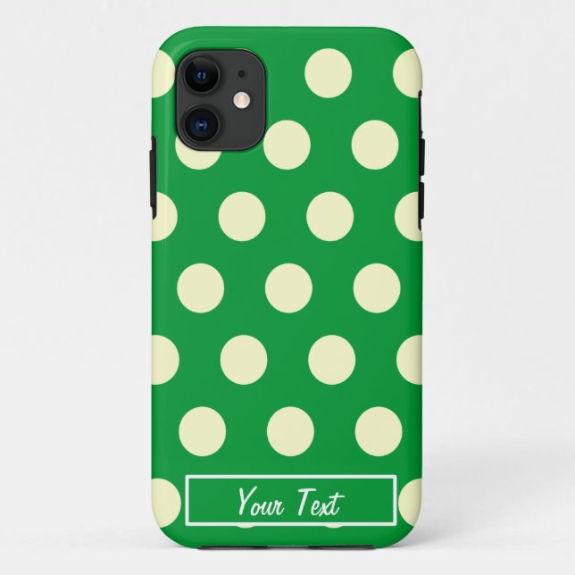 Green/White Polka Dots - Personalize Case-Mate iPhone Case (Back)