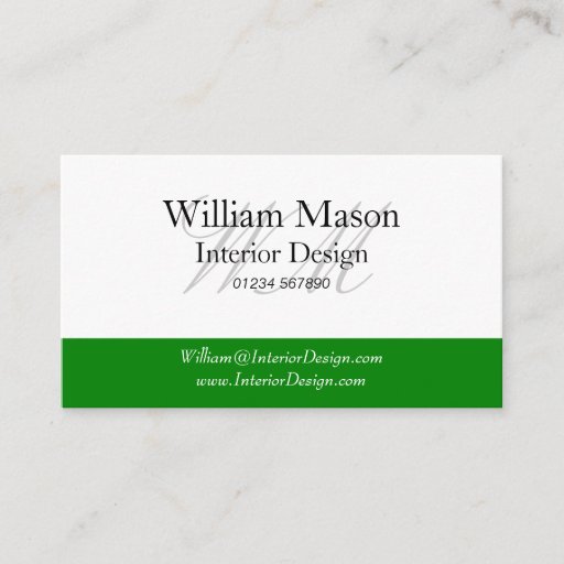 Customizable Green &amp; White Professional Business Card