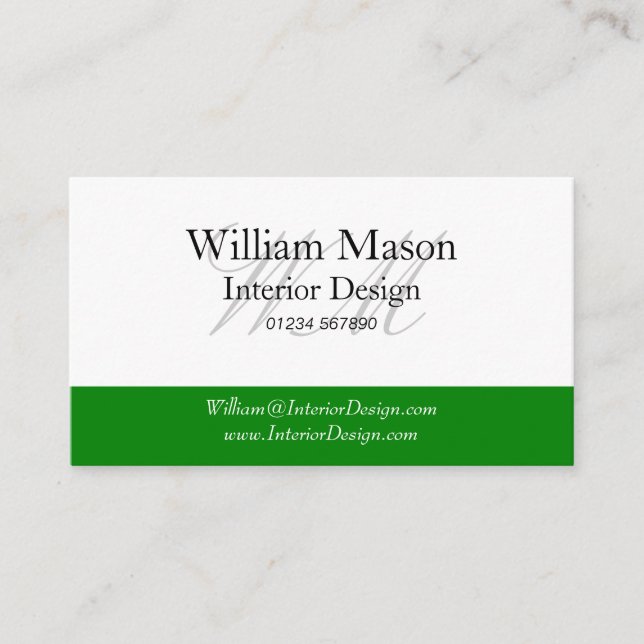 Green & White Professional Business Card (Front)