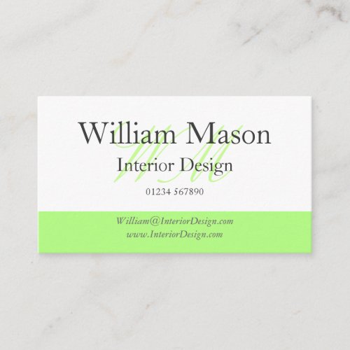 Green &amp; White Professional Business Card