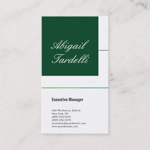 Green white professional minimalist handwriting business card