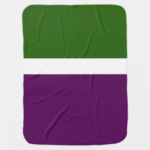Green White Purple Plain Color Block Design Baby Blanket
