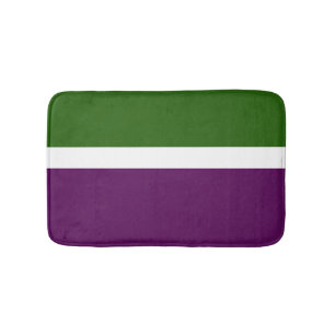 Green White Purple Plain Color Block Design Bath Mat