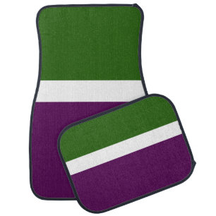 Green White Purple Plain Color Block Design  Car Floor Mat
