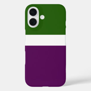 Green White Purple Plain Color Block Design  iPhone 16 Case