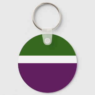 Green White Purple Plain Color Block Design Keychain
