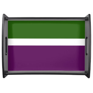 Green White Purple Plain Color Block Design Serving Tray