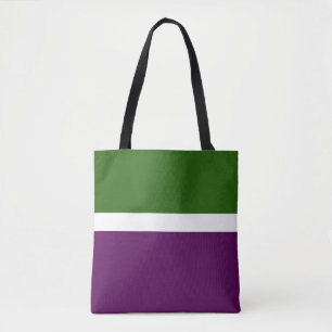 Green White Purple Plain Color Block Design Tote Bag