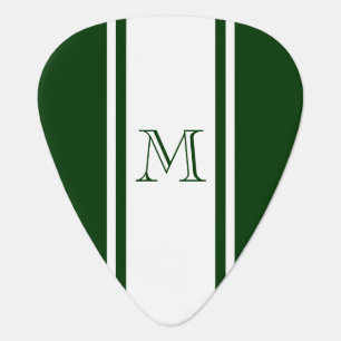 Green & White Racer Stripe Monogram Guitar Pick