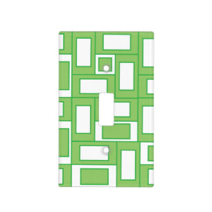 Green White Rectangles Geometric Light Switch Cover