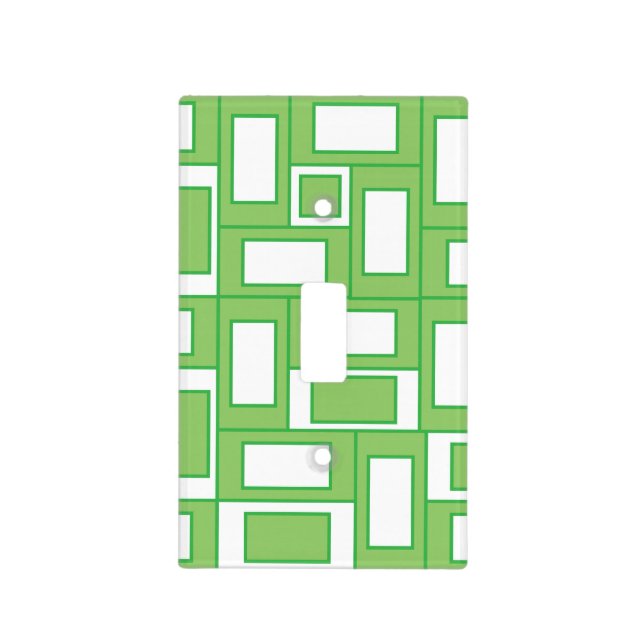 Green White Rectangles Geometric  Light Switch Cover (Front)