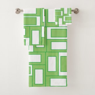 Green White Rectangles Geometric Pattern