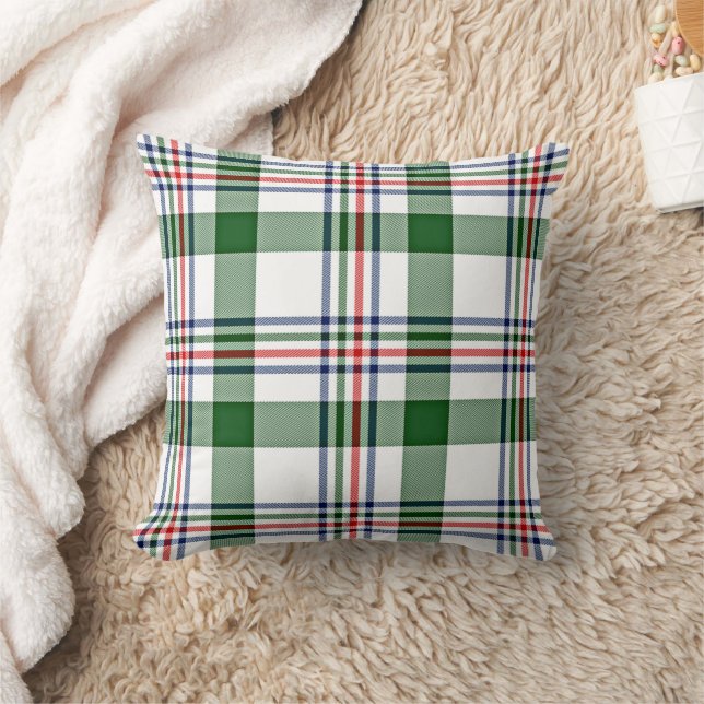 Green White Red Blue Buffalo Lumberjack Pattern Throw Pillow (Blanket)