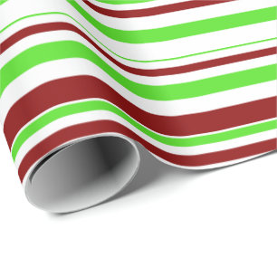 Green, White, Red Christmas Style Pattern Wrapping Paper