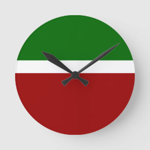 Green White Red Color Block Style Design  Round Clock
