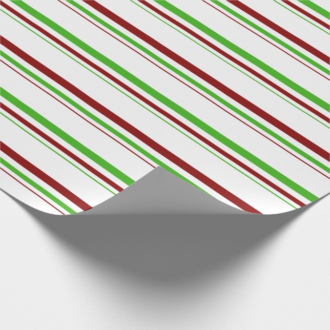 Green, White, Red Colored Christmas-Style Pattern Wrapping Paper (Corner)