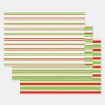 [ Thumbnail: Green, White, Red Colored Christmas-Style Patterns Wrapping Paper Sheets ]