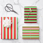 [ Thumbnail: Green, White, Red Colored Christmas-Style Patterns Wrapping Paper Sheets ]