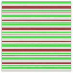 [ Thumbnail: Green, White, Red Colored Christmas-Themed Lines Fabric ]