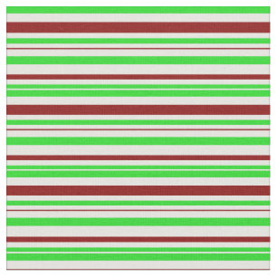 Green, White, Red Colored Christmas-Themed Lines Fabric