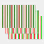 [ Thumbnail: Green, White, Red Colored Christmas-Themed Lines Wrapping Paper Sheets ]