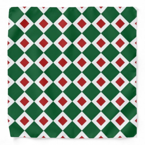 Green White Red Diamond Pattern Bandana