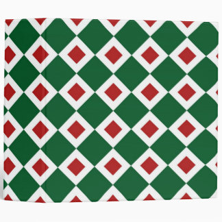 Green, White, Red Diamond Pattern Binder