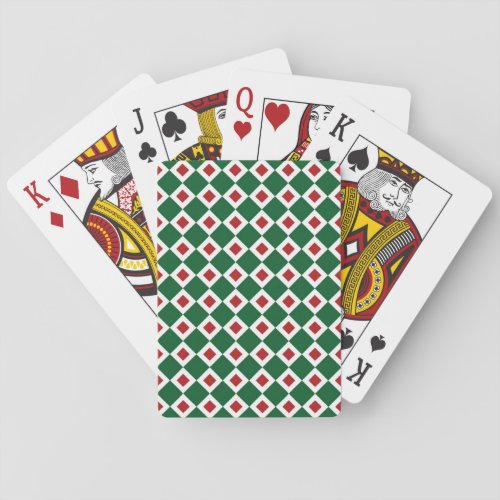 Green White Red Diamond Pattern Poker Cards