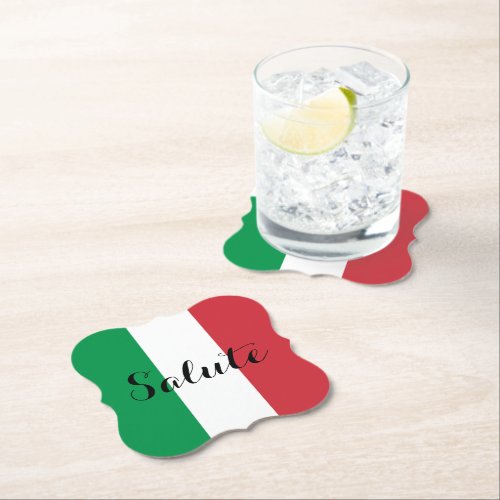 Green White Red Italian Colors Salute Paper Coaster
