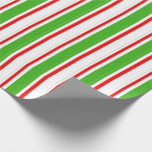Green, White, Red Striped/Lined Pattern Wrapping Paper