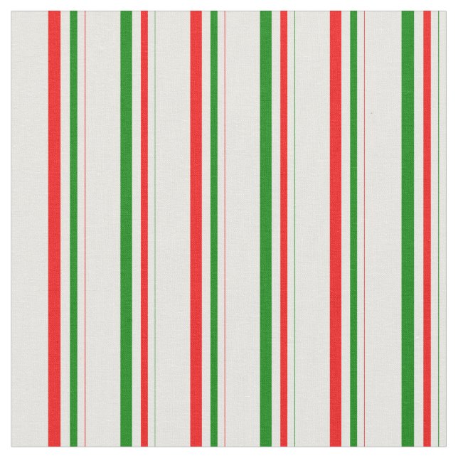 Green, White, Red Striped Pattern Fabric (Close Up)