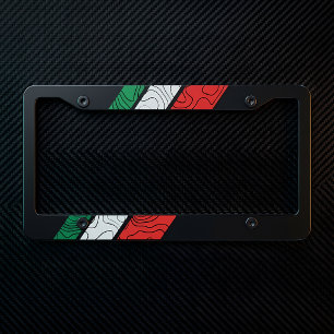 Green White Red Topographic Racing Stripes License Plate Frame