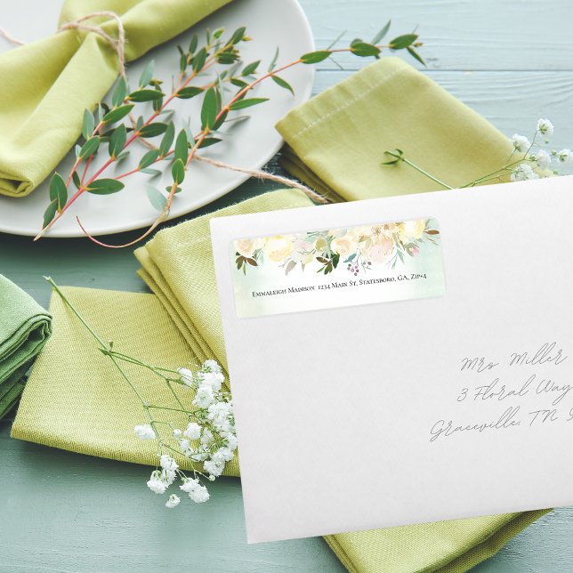 Green White Rose Baby Sprinkle Return Address Label (Creator Uploaded)