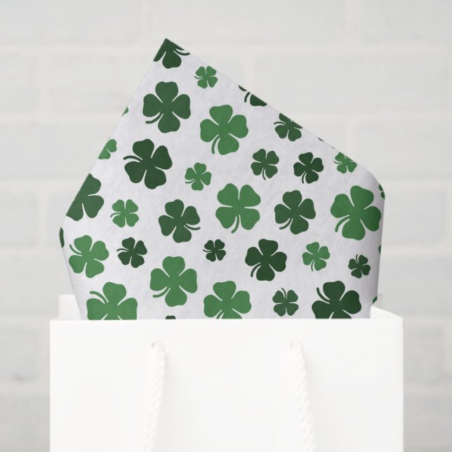 Green white Saint Patrick's Day shamrocks Tissue Paper (Gift Bag)