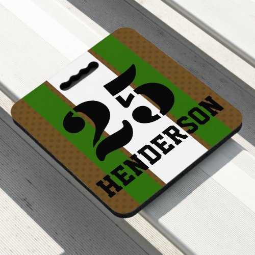 Green White School Color Football Number and Name Seat Cushion