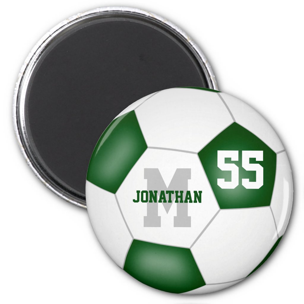 green white school colors soccer team gifts magnet