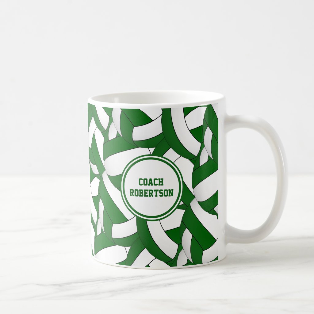 green white school colors volleyball coach gift coffee mug