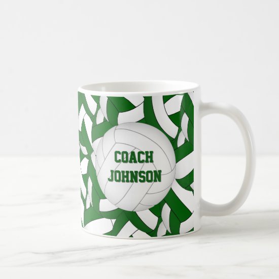 green white school colors volleyball coach gift coffee mug