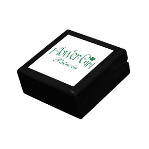 Green, White Shamrocks Flower Girl Trinket Box
