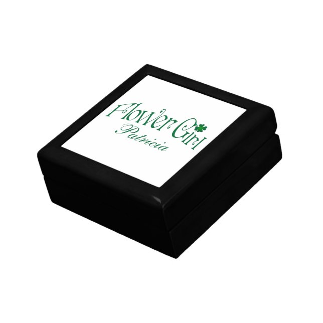 Green, White Shamrocks Flower Girl Trinket Box (Side)