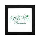 Green, White Shamrocks Flower Girl Trinket Box (Front)