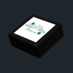 Green, White Shamrocks Maid of Honor Trinket Box<br><div class="desc">This personalized emerald green and white Maid of Honor jewellery box has lucky four leaf shamrocks on it,  along with a spot to customize with a name,  initials,  or other text. If you have any requests for changes,  or need help customizing this with your text,  please email niteowlstudio@gmail.com.</div>
