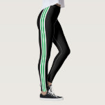Green White Side Stripe Black Leggings Your Colors<br><div class="desc">Custom Colors - Green and White Side Stripe Black Leggings - or Choose / add your colors ! MIGNED Design</div>