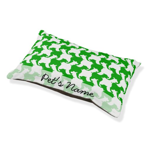 Green White Silhouette Dog Personalized Dog Bed