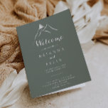 Green White Silhouette Mountain Folded Wedding Program<br><div class="desc">This green white silhouette mountain folded wedding program is perfect for a rustic wedding. The design features  hand-painted clear mountains.

Include a quote or short message,  order of service,  wedding party and thank you message.</div>